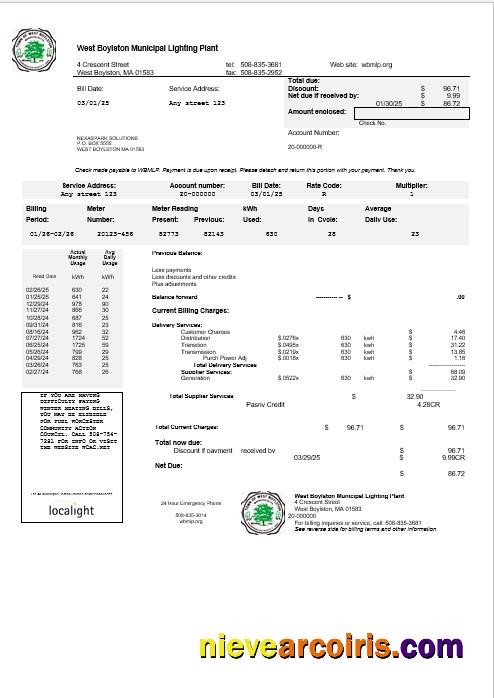 USA West Boylston business utility bill
